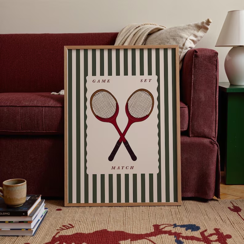 Badminton Poster - Retro tenis raketi duvar sanat baskı