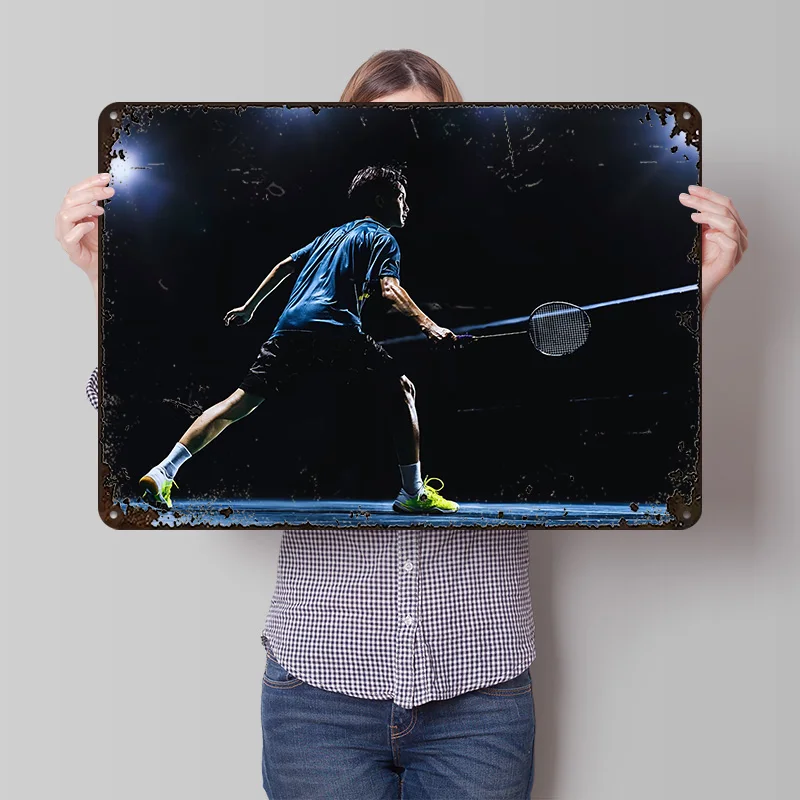 Badminton Poster - Badminton Oyuncusu Aksiyon Halinde 3D Doku