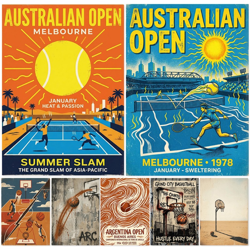 Vintage Tenis Basketbol Duvar  - Badminton Poster incelemesi ve fiyatı